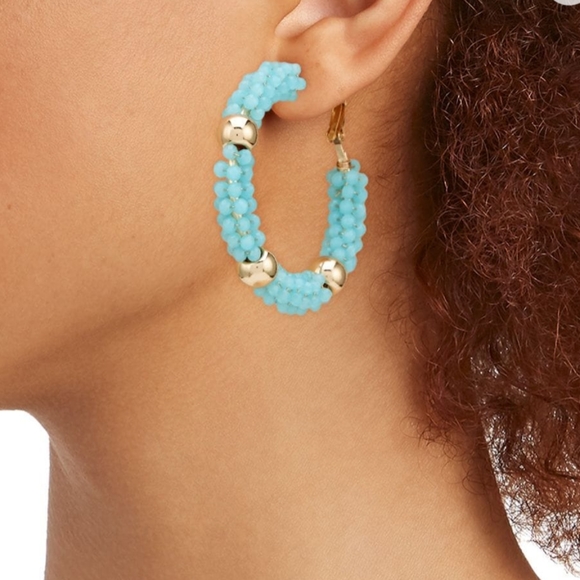 Ava And Aiden Gold Crystal Bead Hoop Earrings - Picture 2 of 4